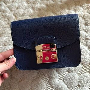 Navy and gold FURLA bag